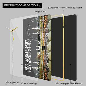 שעון קיר מודרני מקריסטל פורצלן עם הדפס קליגרפיה ערבית אסלאמית, ציור קיר, קישוט דתי מוסלמי לבית - Product Image 4
