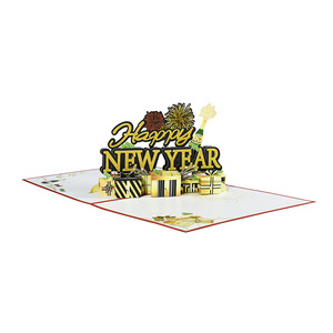 Biglietto d'<span class=keywords><strong>Auguri</strong></span> 3D Pop-Up per Capodanno con Design di Fuochi d'Artificio Glitterati, Scatola Regalo in Carta Ecologica per <span class=keywords><strong>Auguri</strong></span> Festivi - Product Image 5