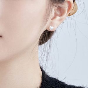 Dylam Stylish Minimalist Women <b>Fine</b> Jewelry Hypoallergenic S925 Silver 18K Gold Wire Texture Heart Shape <b>Stud</b> <b>Earrings</b> - Product Image 2