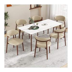 Chaise de Salle à Manger Moderne en Cuir avec Dossier Circulaire, Meuble Convient pour Cuisine et Salon - Product Image 2