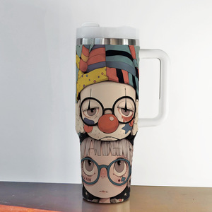 Bouteille d'eau isotherme en acier inoxydable de 40 oz avec poignée et paille, motif dessin animé, vente en gros, pour filles cool, style anime - Product Image 4