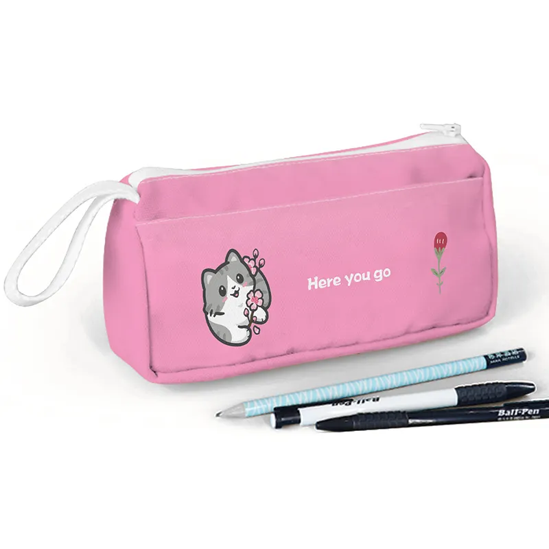 New Arrival Custom Zipper Pencil bag Cosmetic Canvas Pouch Sublimation School Pen case for Student