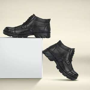 High Quality Leather Boots For Men Lace Up Outdoor Stylish Boots Anti Slip Sole Soft Inner Cushion Comfortable Wear for Trekking - Product Image 2