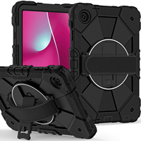 Étui robuste antichute pour T-Mobile Revvl Tab 2 10.1 2025 avec support rotatif à 360°, dragonne et bandoulière, bicolore, pour enfants, OEM ODM