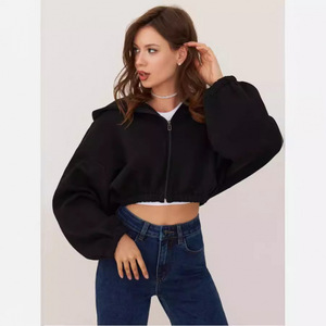 Sudadera con capucha de gimnasio de moda con cremallera de gran tamaño Sudadera con capucha en blanco/sudadera Suéter informal Colores sólidos Sudadera con capucha en blanco de algodón para mujer - Product Image 2
