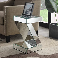 Table d'appoint moderne en forme de Z avec incrustation de cristal, nouveau Design, argenté, pour salon, chambre à coucher