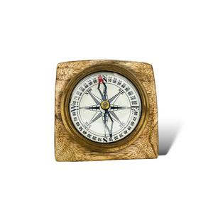Compas carré en laiton et verre, décoration artistique légère, accessoires de décoration de bureau nautique classique, instrument décoratif élégant pour bureau - Product Image 1