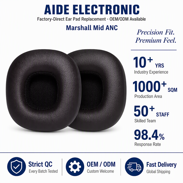 Replacement Protein Leather Ear Pads With Marshall Mid ANC Active Noise Cancelling On-Ear Headphone Earpads Repair Parts