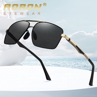 A716 Aoron Conduite UV400 Protection Rectangle Métal Lunettes de Soleil de Luxe Lunettes de Soleil Polarisées Hommes Lunettes de Soleil Noir Photochromique