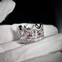 Nouvelle bague de luxe 2026 avec rubis taille marquise et couronne, en argent sterling 925 et zircon cubique 8A, pour femme et homme, mariage et fiançailles