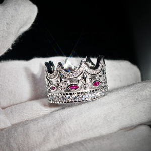 Anello Corona di Lusso 2026 con Rubino Taglio Marquise e Zirconi Cubici 8A in Argento Sterling 925 per Matrimonio e Fidanzamento - Product Image 2