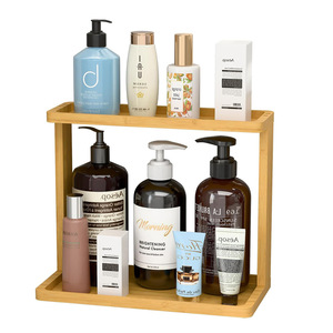 Two Tier Bamboo <b>Shelf</b> 8-11.9 In Rectangular Freestanding Bathroom Storage Organizer For Cosmetics And Daily Essentials - Product Image 5