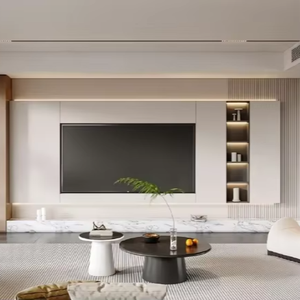 Meuble TV moderne en bois blanc, rangement, présentoir, armoire murale, meubles de maison, luxe, LED, bois, salon, meuble TV - Product Image 1