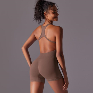 Combinaison de bonne qualité pour femmes, tenue de sport sans couture, body de yoga côtelé, haut une pièce à manches longues, combinaisons de yoga pour femmes - Product Image 1