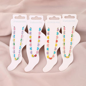 Chaîne de <span class=keywords><strong>cheville</strong></span> en acier inoxydable polyvalente pour couple, sensation haut de gamme pour filles, chaîne de <span class=keywords><strong>cheville</strong></span> papillon goutte d'huile - Product Image 2