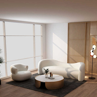 Juego de Sofá Seccional Curvo Color Crema para Sala de Estar y Recepción, Varios Sofás para Apartamento, Almacén, Centro Comercial, Hotel, Villa y Hospital