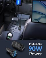 Cargador de Coche USB-C de Alta Calidad de 90W con 4 Puertos y Carga Rápida para Teléfono Móvil a Través del Adaptador del Encendedor