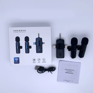 Mikrofon Lavalier Nirkabel K9 Mini untuk Siaran Langsung Profesional Tipe-C Mikrofon Tanpa Kabel Peredam Kebisingan