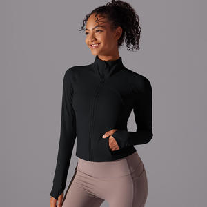 Veste ajustée en spandex/nylon extensible à manches longues et col montant pour femme TongJoes, avec un devant brossé et résistant aux plis - Product Image 6