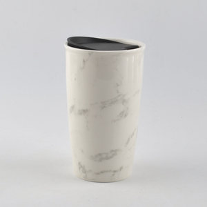 Venta al por mayor logotipo personalizado patrón de mármol de <span class=keywords><strong>doble</strong></span> pared de cerámica taza de viaje - Product Image 1