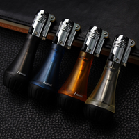 Briquet à meule à feu fixe flamme réglable feu doux feu Transparent métal gonflable briquet à gaz