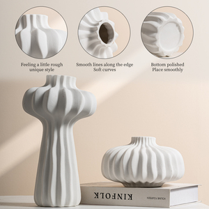 Vases en céramique floraux décoratifs pour décoration de maison vente en gros de céramique nordique <span class=keywords><strong>moderne</strong></span> <span class=keywords><strong>rustique</strong></span> <span class=keywords><strong>moderne</strong></span> écologique fait à la main Art déco - Product Image 5