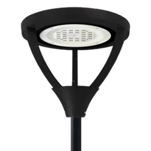 Lampe de jardin LED noire ronde à plateau plat avec support de bras à 3 pieds, série J03 - Product Image 1