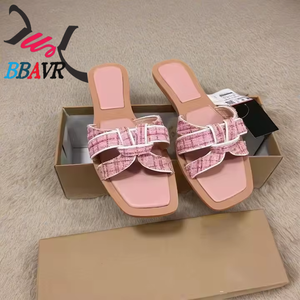 Wholesale Classic Summer <b>Slides</b> Ladies Sandals Fashion Pu Leather Outdoor Female Shoes Non-slip Flat Bottom Women's Slippers - Product Image 4