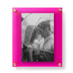 定制双面板宝石色调亚克力浮动框架，用于照片电影海报lucite艺术作品展示