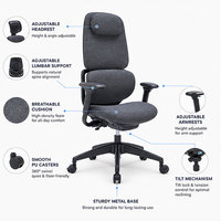 Silla de Oficina Ergonómica Moderna y Minimalista con Respaldo Dividido de Lino, Reposabrazos Ajustables y Reposacabezas Flotante para Uso en Hoteles y Hogares