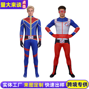Superboy <b>Cosplay</b> Costume Men Bodysuit Jumpsuit With Eye Mask <b>Anime</b> Superhero Outfit - Product Image 2