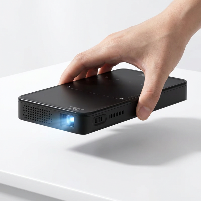 Discounted DLP Mini Pocketable 4K Video Projector Short Throw Manual Focus Home Theater Android 9 2G RAM 3D 5G WiFi LED Lamp