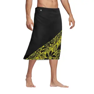 Paréo Lungi Sarong pour hommes, imprimé de tatouage polynésien doré, Sarong indonésien pour hommes, robes de vêtements ethniques asiatiques