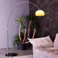 Lampadaire Arc en Fer Style Nordique Bauhaus Champignon Verre Teinté E27 LED Moderne pour Salon Chambre à Coucher Salle de Lecture