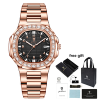 Montres pour hommes Gohuos 8812, cadran carré en diamant, design tendance, acier inoxydable, quartz, résistantes à l'eau, aiguilles lumineuses