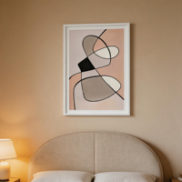 Peinture sur toile abstraite moderne Wabi Sabi, lignes géométriques, rose et gris mats, sans cadre, pour salon