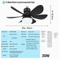Ventilateur LED à douille E27, nouvelle arrivée, 6 pales, silencieux, télécommande, 3 couleurs de lumière, installation facile pour dortoir, appartement