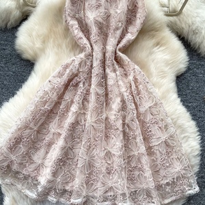 Vestido mini de verano para mujer, sin mangas, estilo imperio, con espalda descubierta y encaje - Product Image 3