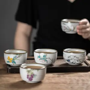 Tasse simple en fonte émaillé, pour boisson chaude kung fu, gobelet personnel, Vintage, à thé, en céramique