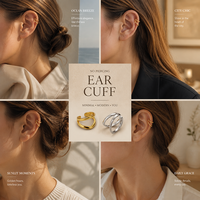 Pendientes de Oreja de Doble Capa Ajustables, Hipoalergénicos, Unisex, de Plata 925, con Diseño Geométrico Minimalista Original
