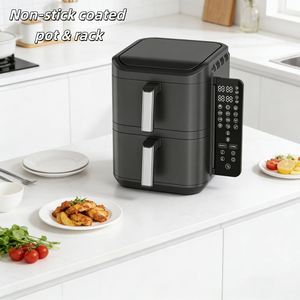 Friteuse à air double panier 2026, 11L, 2800W, contrôle numérique, minuterie 0-60 min, 200 ° Poignée en acier inoxydable sans huile avec contrôle de température C - Product Image 6