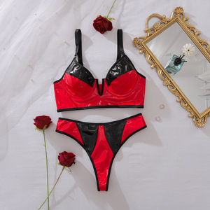 จูบฉันสิ แองเจิล ชุดชั้นในเซ็กซี่แบบใหม่ <span class=keywords><strong>หนัง</strong></span> PU สีเข้ากัน ดีไซน์คอวีลึก ยกกระชับ สำหรับผู้หญิงวัยผู้ใหญ่สุดเซ็กซี่ - Product Image 2