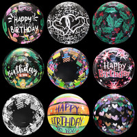 Ballon Bobo transparent de 24 pouces, ballon à bulles transparent avec autocollants d'anniversaire, décoration DIY, gonflable à l'hélium