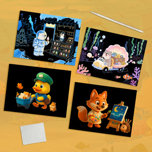 Set de Pintura Rascable de Circo de Fantasía para Niños, Bloc de Papel para Dibujar y Garabatear, Regalo para Niños Pequeños - Product Image 1