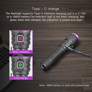 लंबे संस्करण 365nm 5w उच्च शक्तिशाली अल्ट्रा वायलेट यूव द्वारा रात शिकार के लिए फ्लैशलाइट 21700 बैटरी - Product Image 5