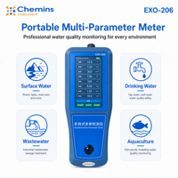 Testeur de qualité de l'eau portable multi-paramètres IP67 EXO-206 avec écran LCD 4,3 pouces et téléchargement DTU en option pour eaux de surface
