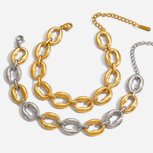 สร้อยข้อมือรูปทรงเรขาคณิต O-Chain สีทอง สีเงิน สำหรับทุกเพศ ใส่ได้ทุกวัน - Product Image 1