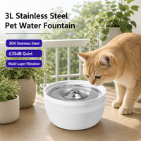 Fontaine à eau automatique pour animaux de compagnie de 3 L, pompe silencieuse, fontaine à eau circulante pour chats et petits chiens, distributeur d'eau fraîche de grande capacité