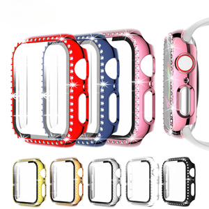 Cubierta de cristal + reloj para <span class=keywords><strong>Apple</strong></span> <span class=keywords><strong>Watch</strong></span> S10 45mm 41mm 40mm <span class=keywords><strong>44mm</strong></span> 42mm Bling Case Diamond Bumper <span class=keywords><strong>Protector</strong></span> para IwatchSE 9 8 7 6 5 4 3 2 - Product Image 2