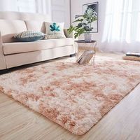 Tapis moderne rose rectangulaire en laine, à poils longs et moelleux, tie-dye, en peluche douce, pour autres sols